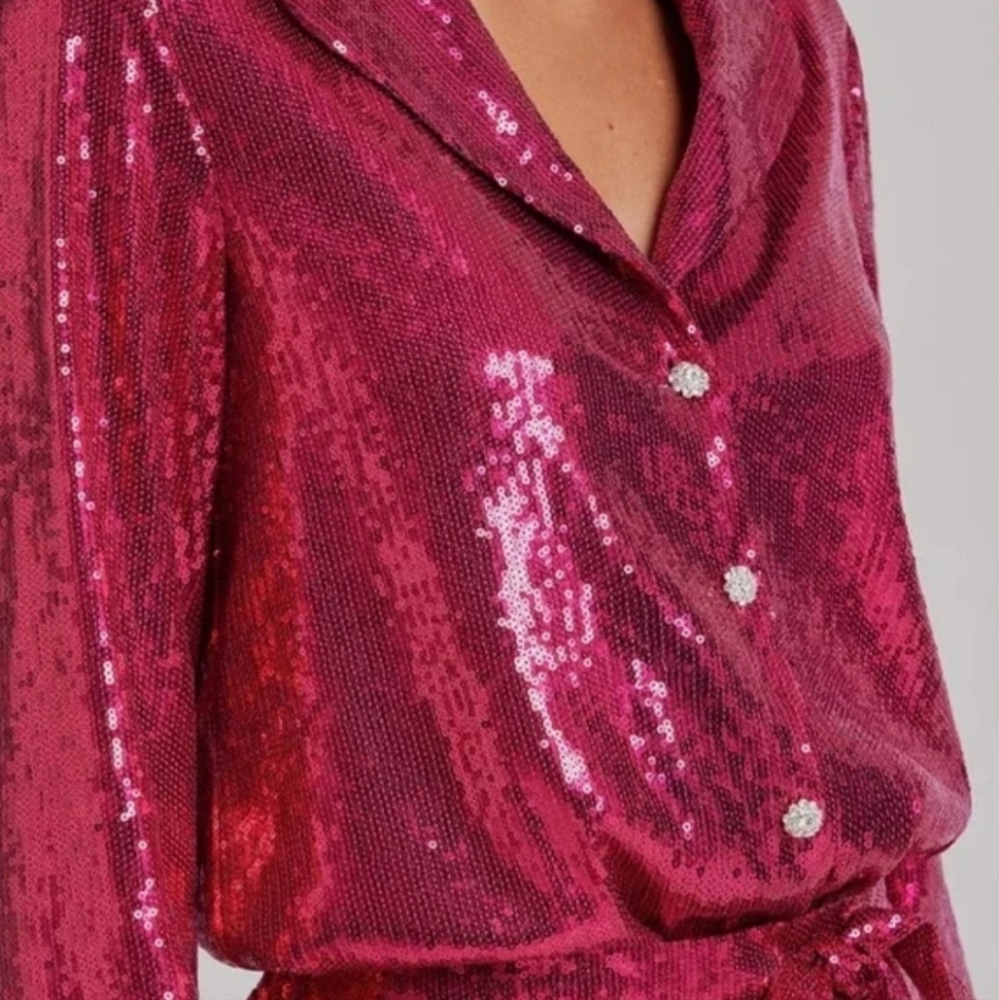 BRAND NEW Nadine Merabi - Brand New Sequin Pink Blouse